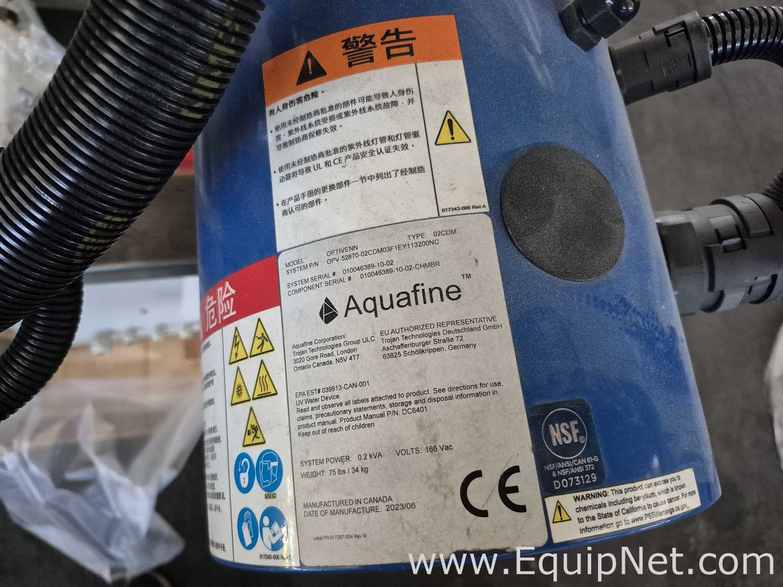 Sistema de Purificação e Destilação de Água Aquafine Corporation Optivenn