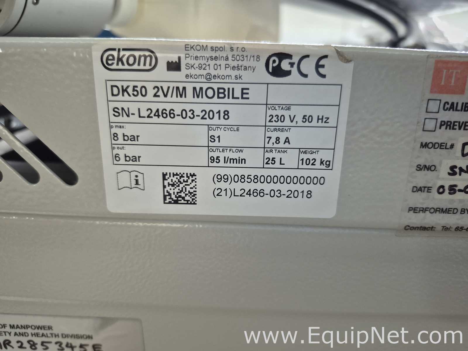 Ekom DK50 2V/M MOBILE Air Compressor wth Gas Auto Switch Panel - Lab Crate No 5