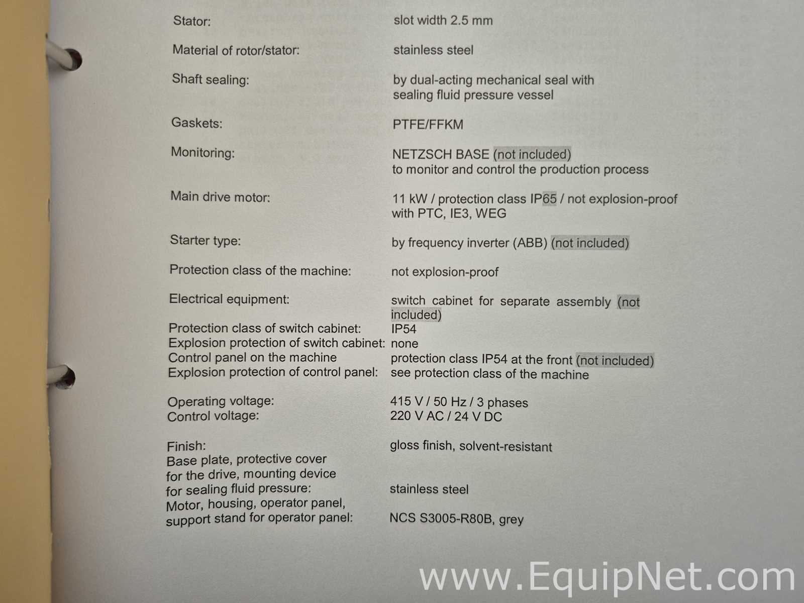 Netzsch 160M-02 Maxshear 6 for Line - Pregel and Premix Complete Assembly - Box No 4