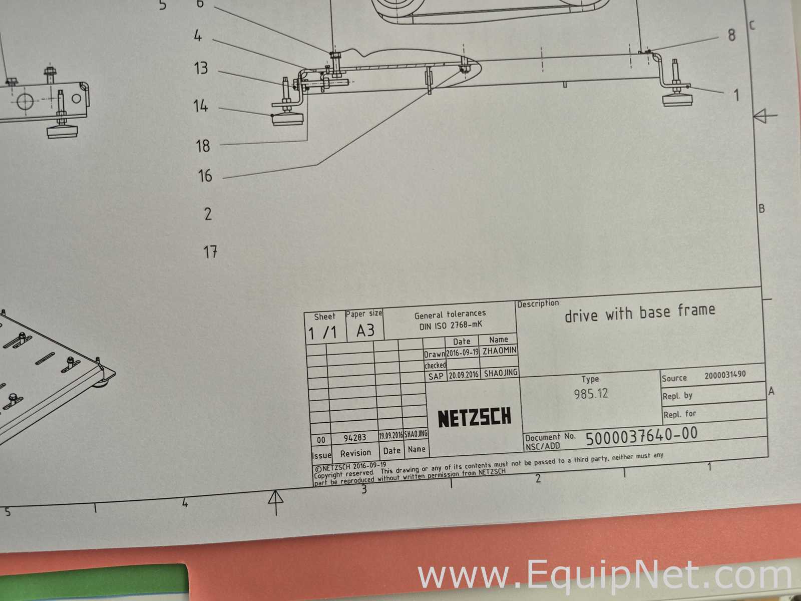 Netzsch 160M-02 Maxshear 6 for Line - Pregel and Premix Complete Assembly - Box No 4