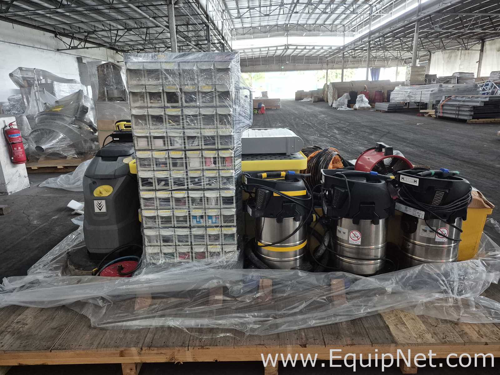 Lot of Vaccum Machines, Tool Cabinets, Portable Ventilator, Scrapper Machine - Pallet No 107