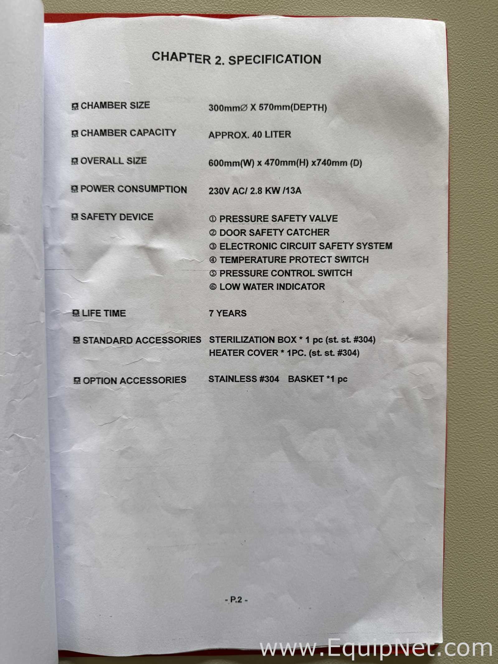 Uniequip Autoklav SA-300H 40L Autoclave