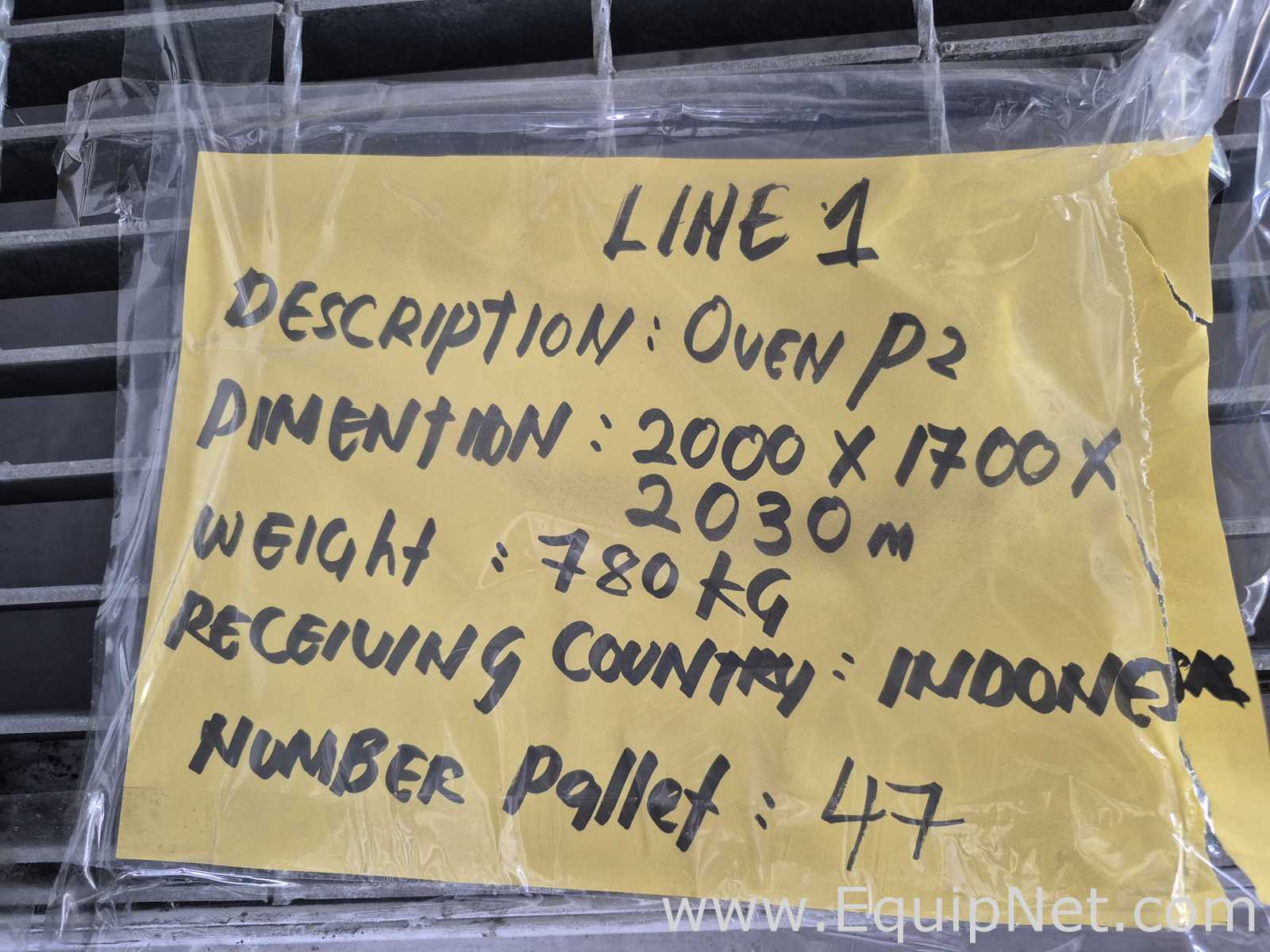 Lot of Line-1 Oven P2 - Pallet No 47