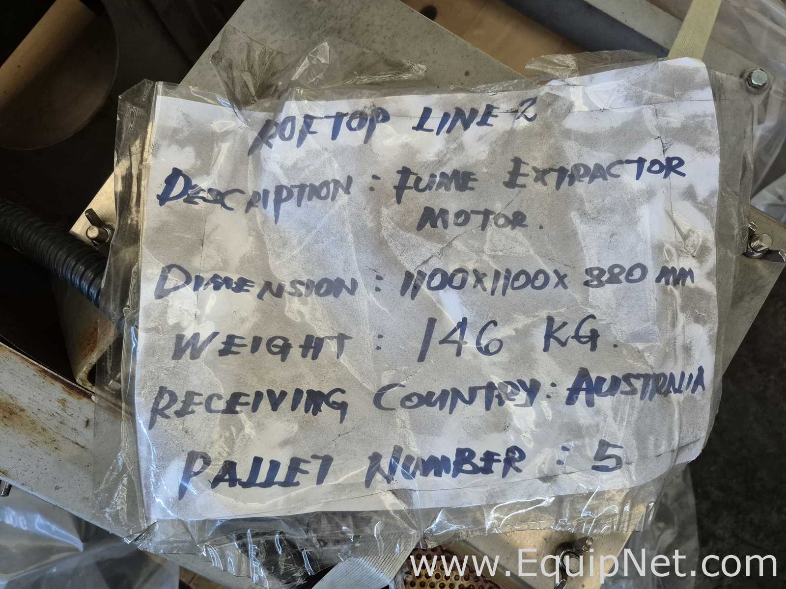 Fume Extractor Motor - Roof Top Line - 1 - Pallet No 5
