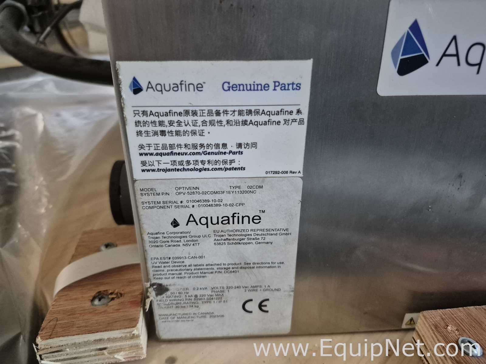 Sistema de Purificação e Destilação de Água Aquafine Corporation Optivenn