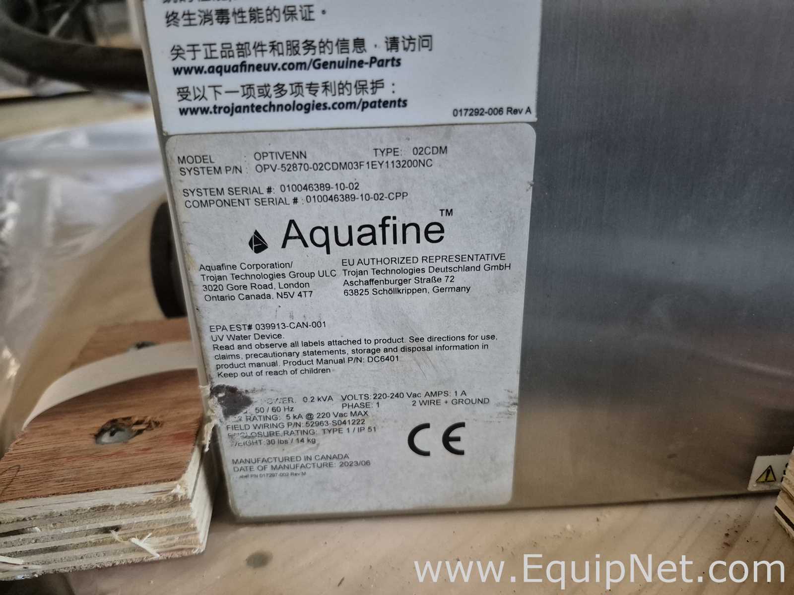 Sistema de Purificação e Destilação de Água Aquafine Corporation Optivenn