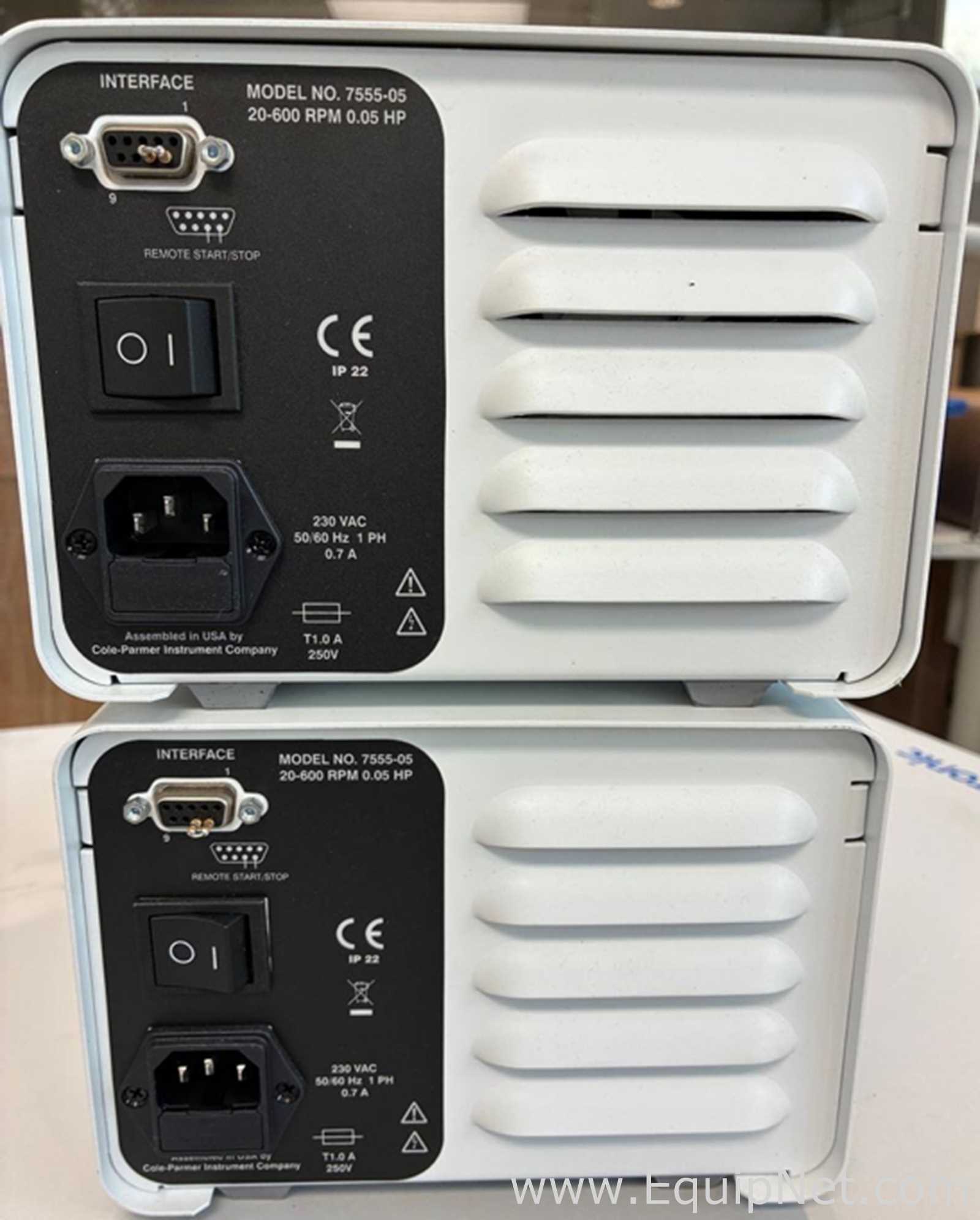 Lot of 2 Cole-Parmer Masterflex L/S 7555-05 Peristaltic Pumps with Easy-Load II 77200-62 Pump Heads