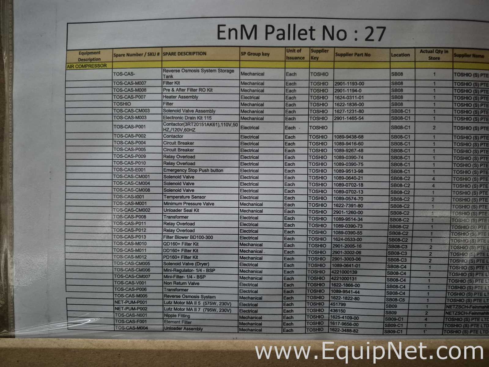 Lot of Air Compressor, Dust and Fume Extraction Spare Parts - Pallets No 27 and 37