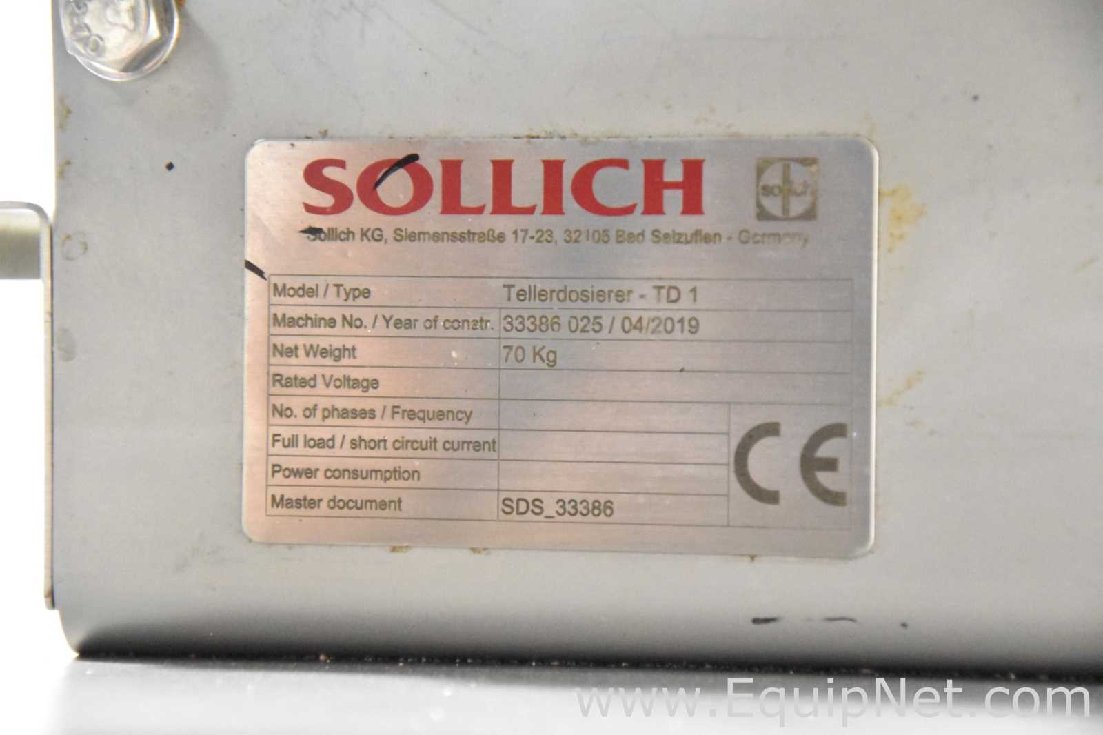 Sollich TELLERDOSIERER TD 1 Vibratory Feeder