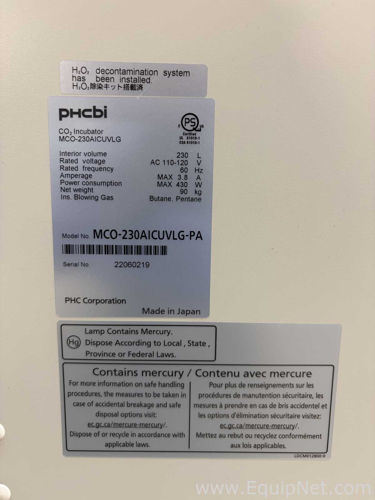 PHCBI MCO-230AICUVLG-PA Cell-IQ Double Stacked CO2 Incubator With 2 H2O2 Generators