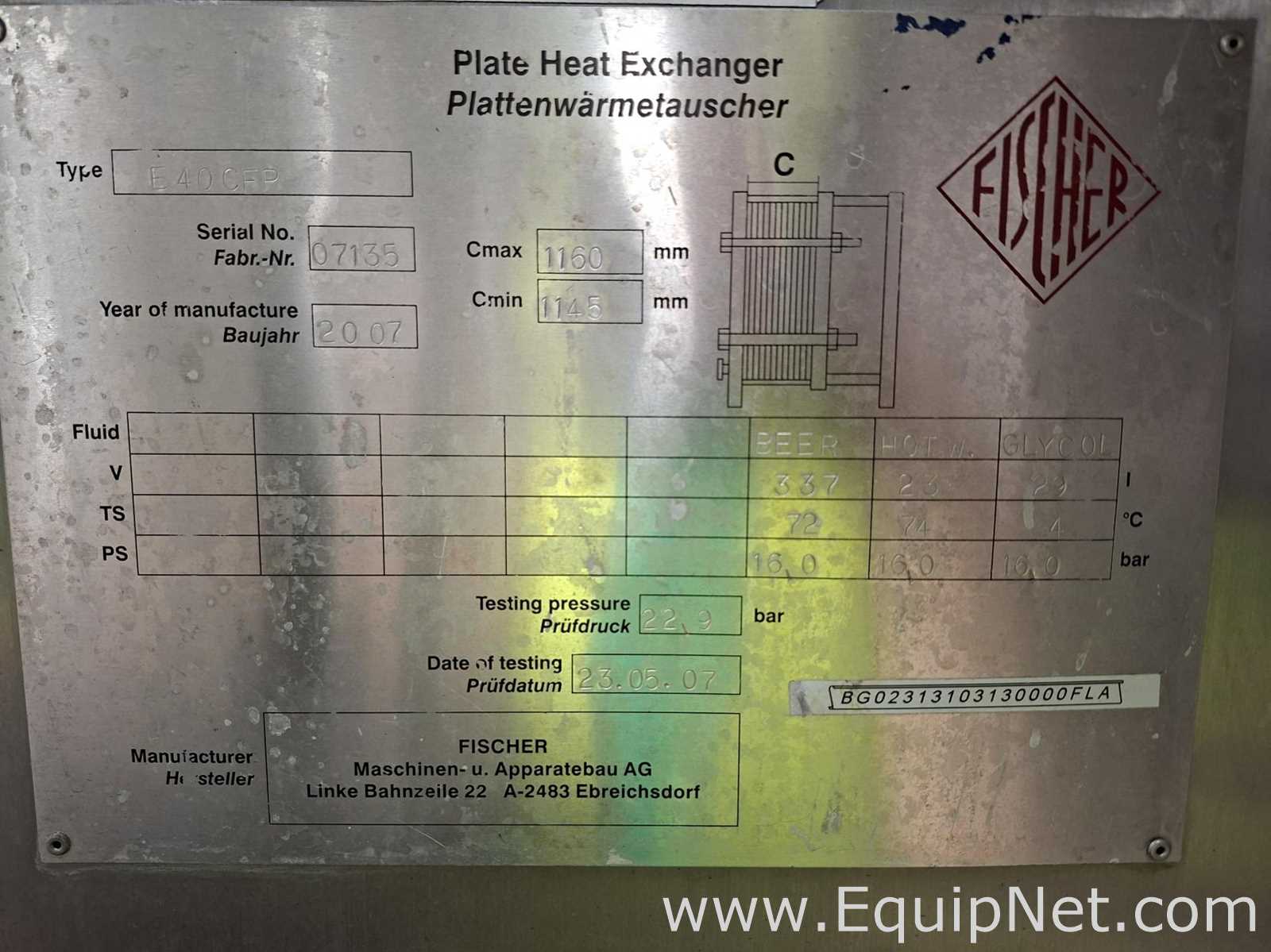 Pasteurizador Fischer Requisitos de aire 337 L