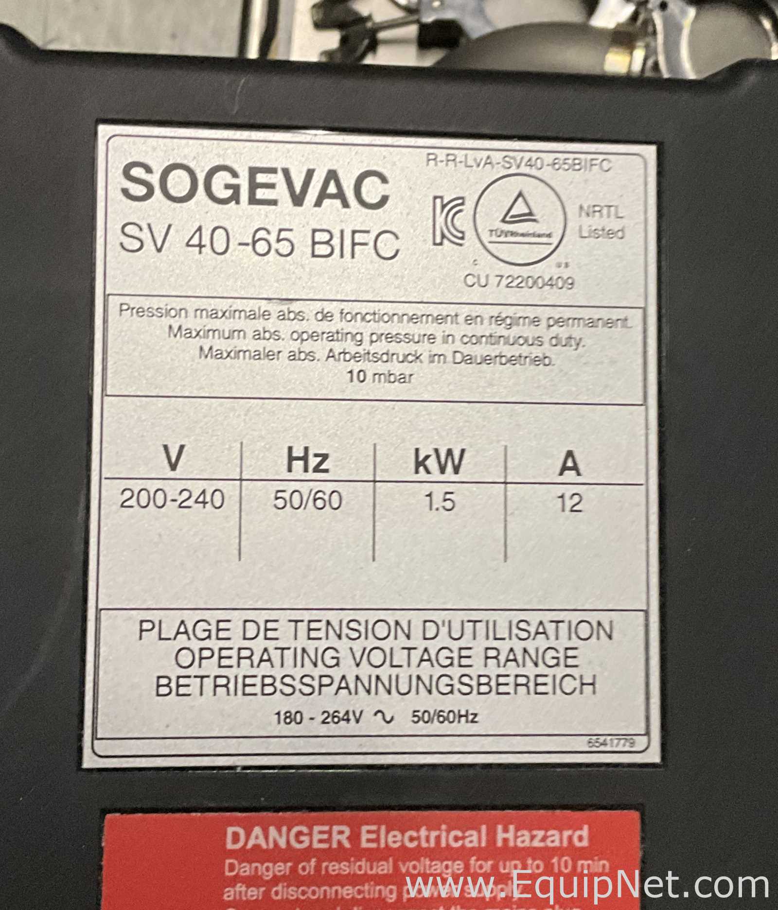Bomba de Vacío Oerlikon Leybold SV40-65 BIFC