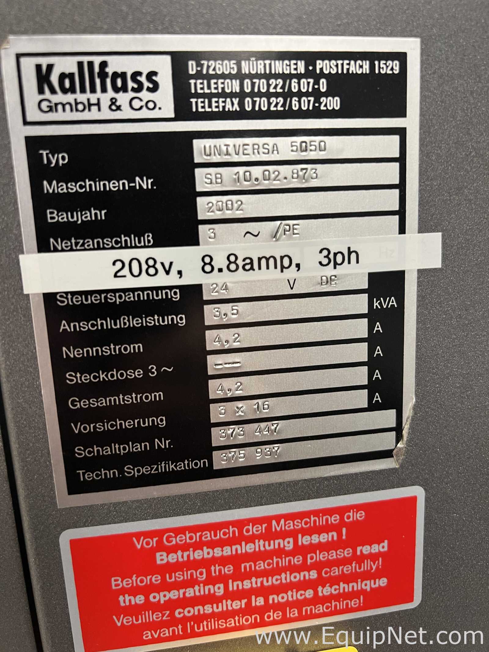 Kallfass Universa 500 Packaging Machine and Compact 650S Shrink Heat Tunnel