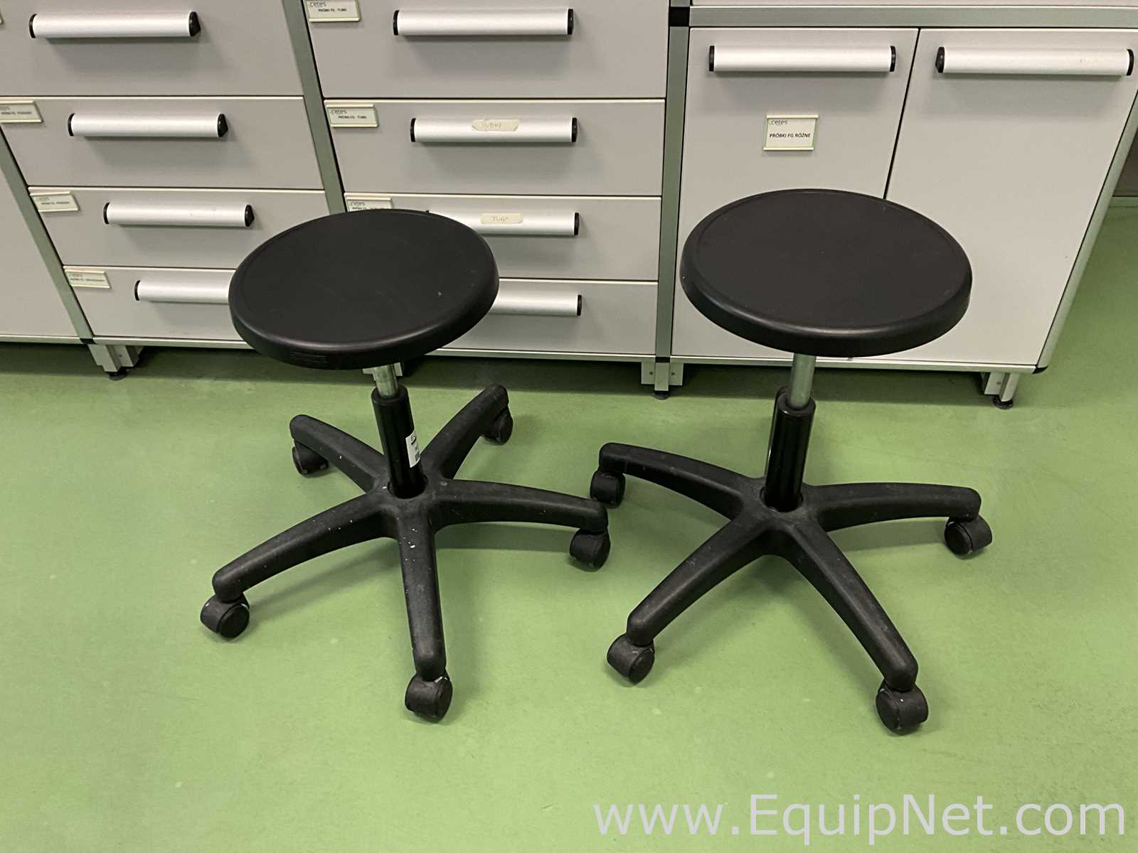 Lot of 2 Height Adjustable Laboratory Stools