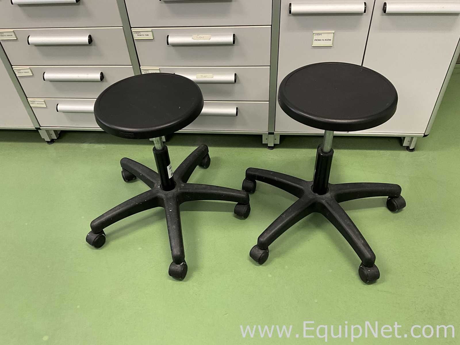 Lot of 2 Height Adjustable Laboratory Stools