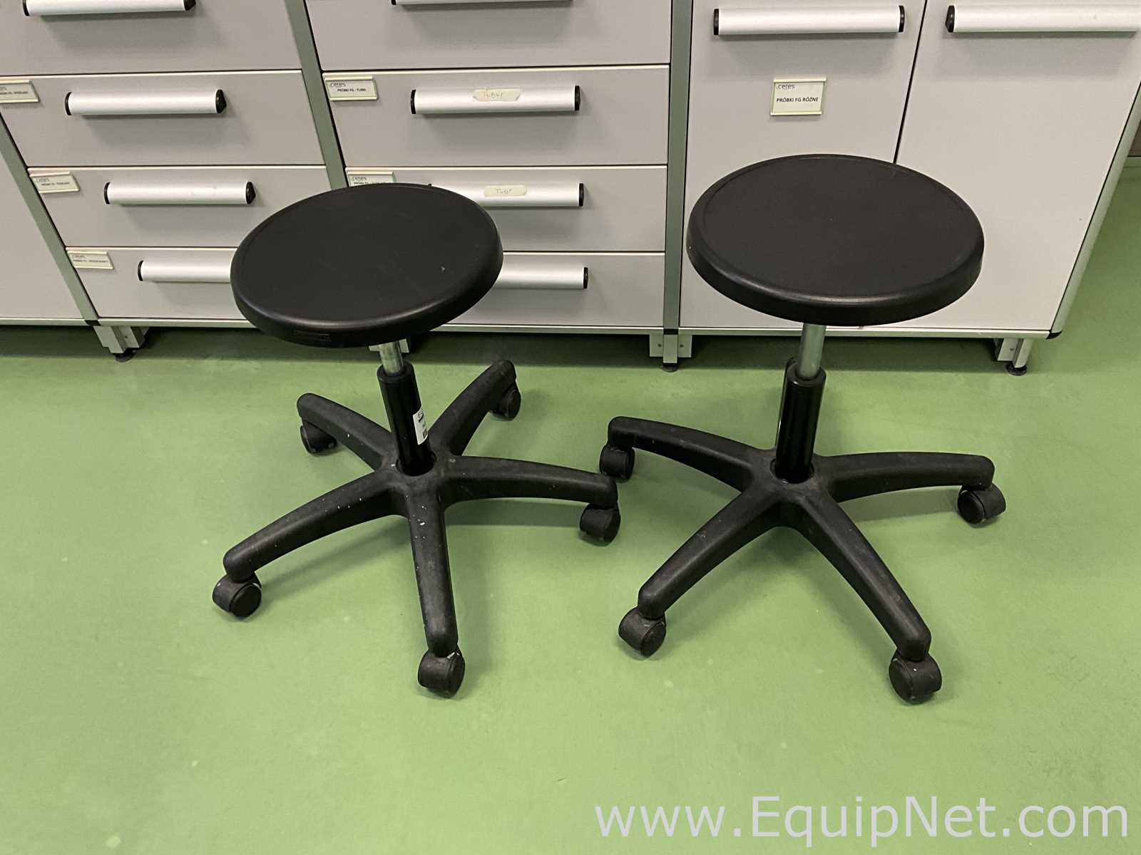 Lot of 2 Height Adjustable Laboratory Stools
