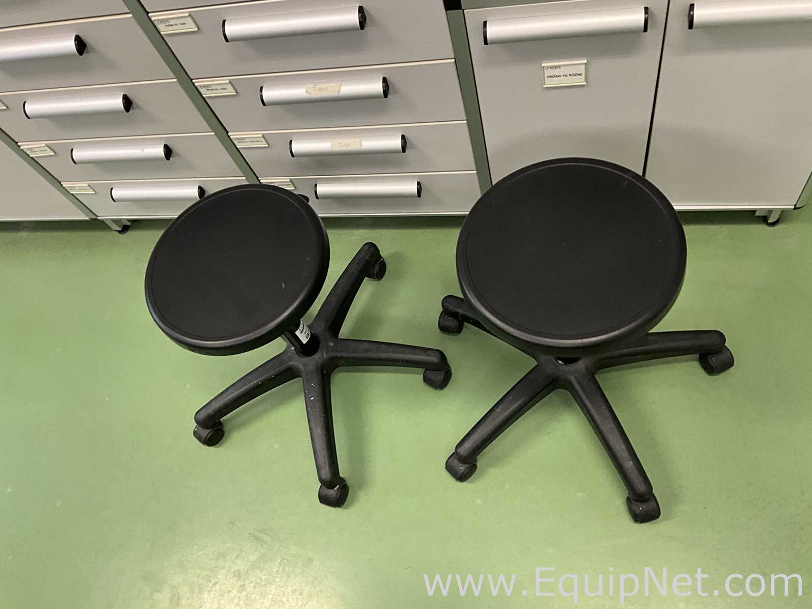 Lot of 2 Height Adjustable Laboratory Stools