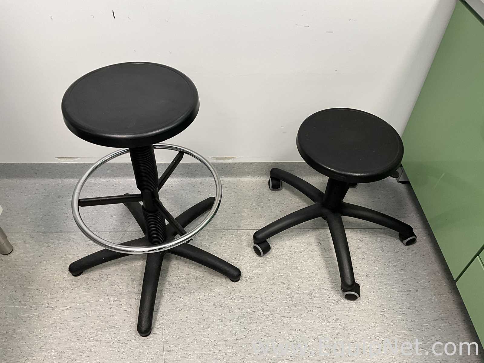 Lot of 2 Height Adjustable Laboratory Stools
