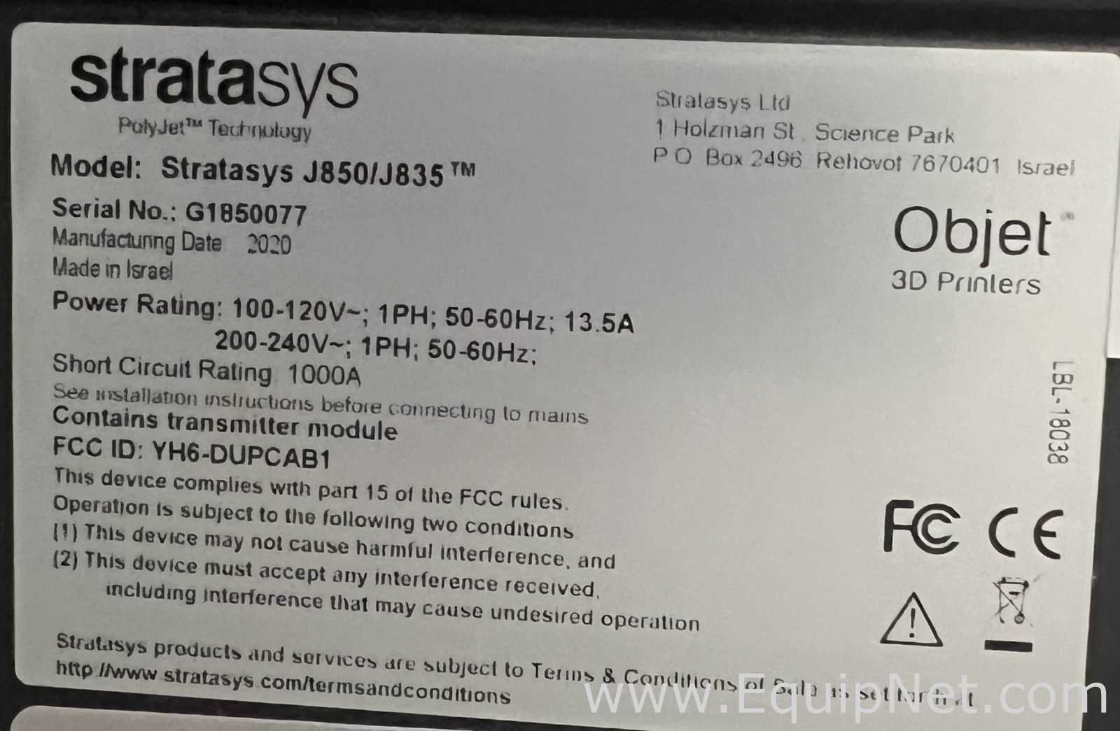 Impressora 3D Stratasys J850/J835