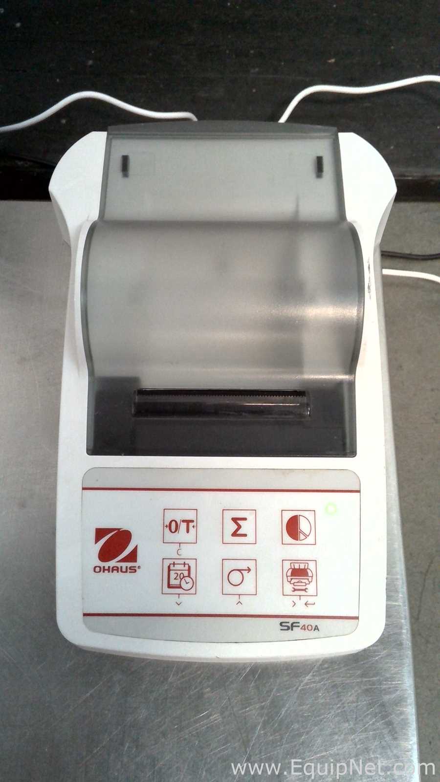 Lot of 3 OHAUS Corporation Defender 3000 Stainless Steel Floor Scales with OHAUS SF40A Printers