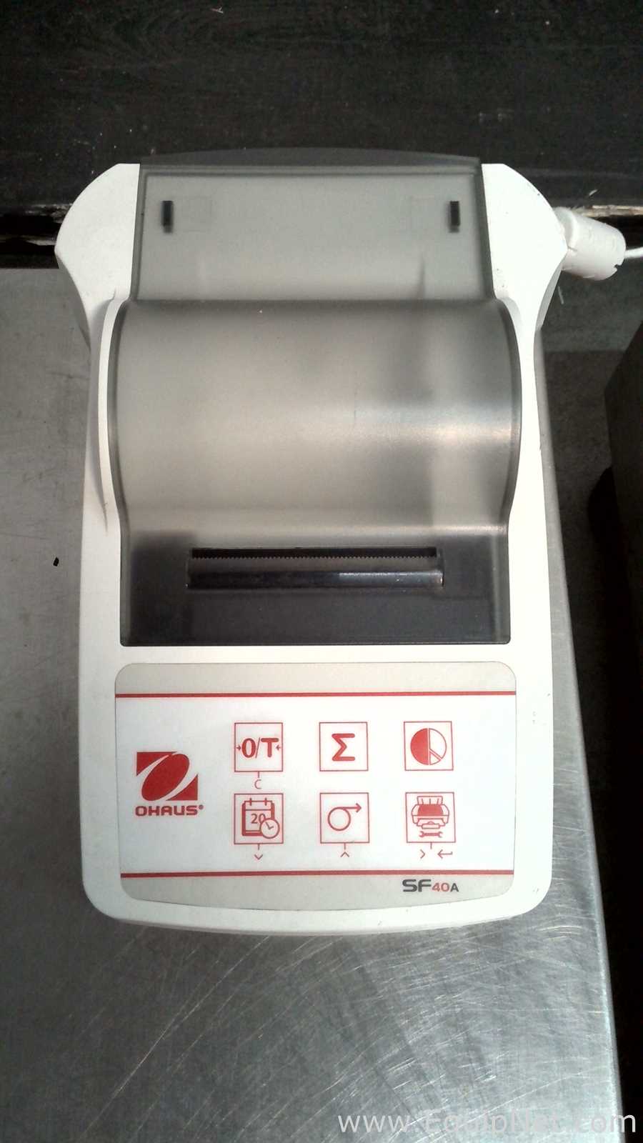 Lot of 3 OHAUS Corporation Defender 3000 Stainless Steel Floor Scales with OHAUS SF40A Printers