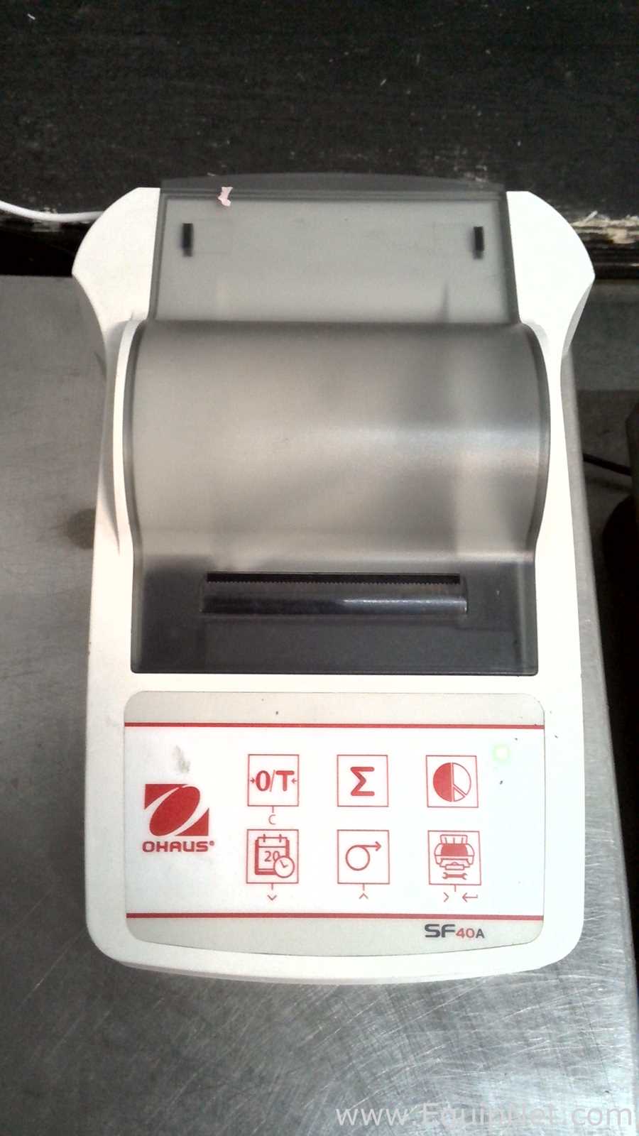 Lot of 3 OHAUS Corporation Defender 3000 Stainless Steel Floor Scales with OHAUS SF40A Printers