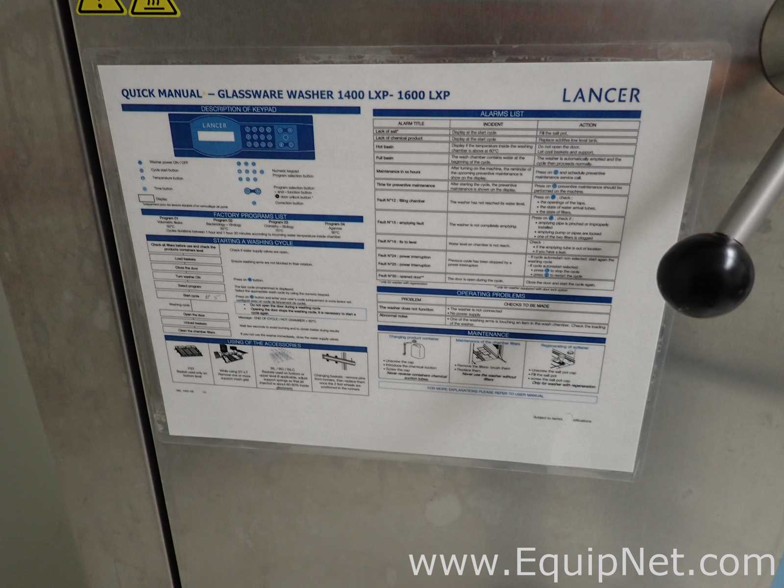 Lancer 1400 LXP Glassware Washer