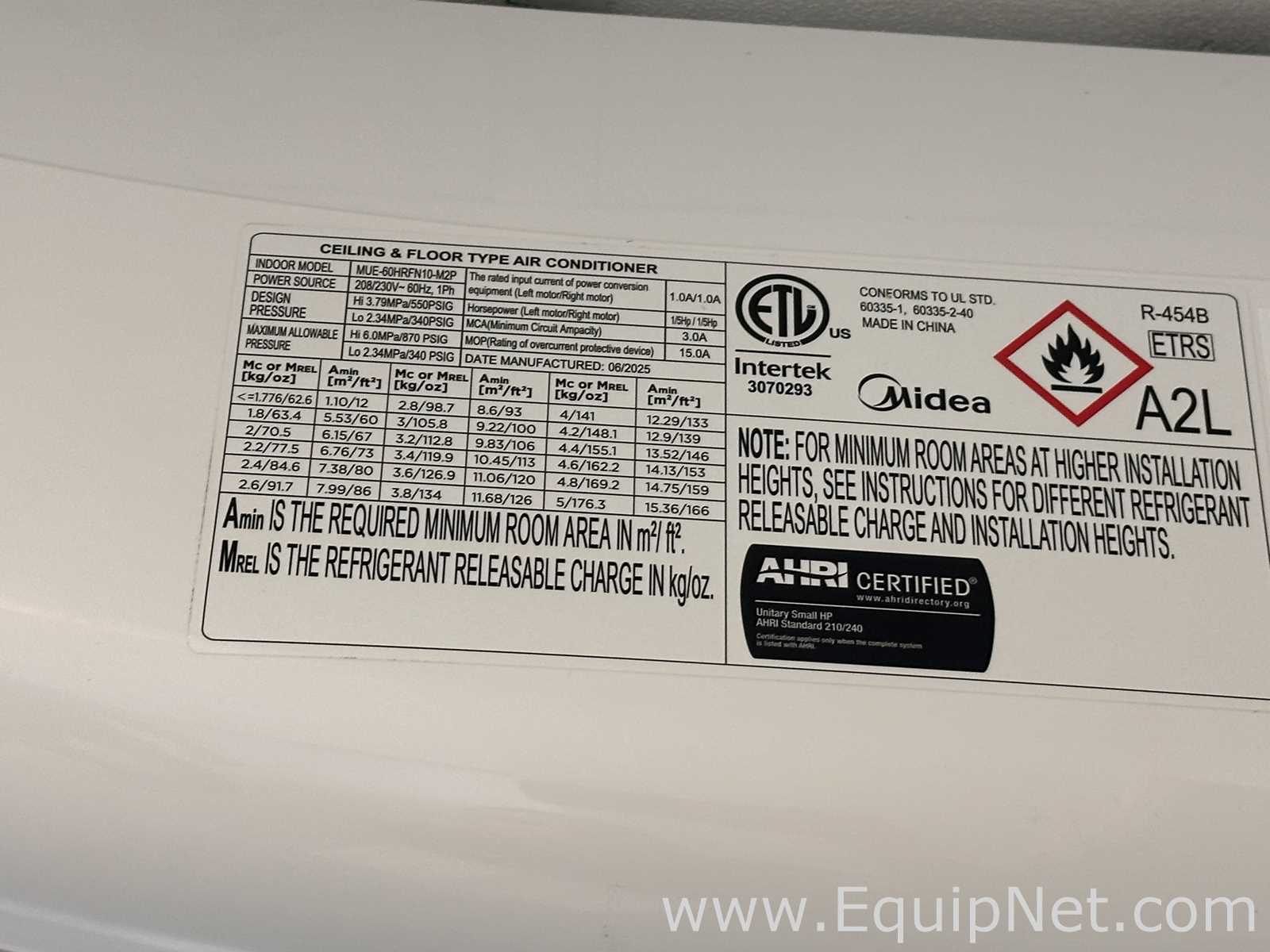 Midea Air Conditioner, Ceiling and Floor Type, Indoor Model