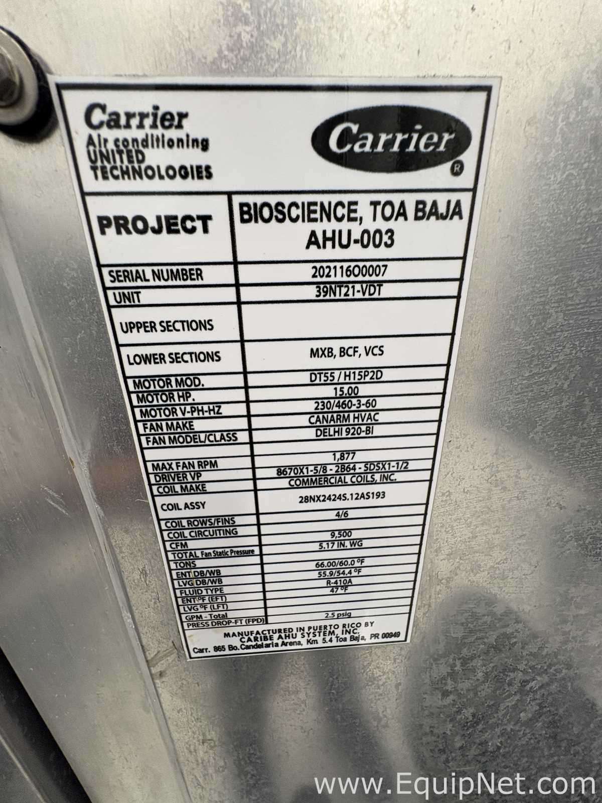 Carrier Industrial Refrigeration Unit/Air Conditioner with Safety Switch, Monitor and Control Panel