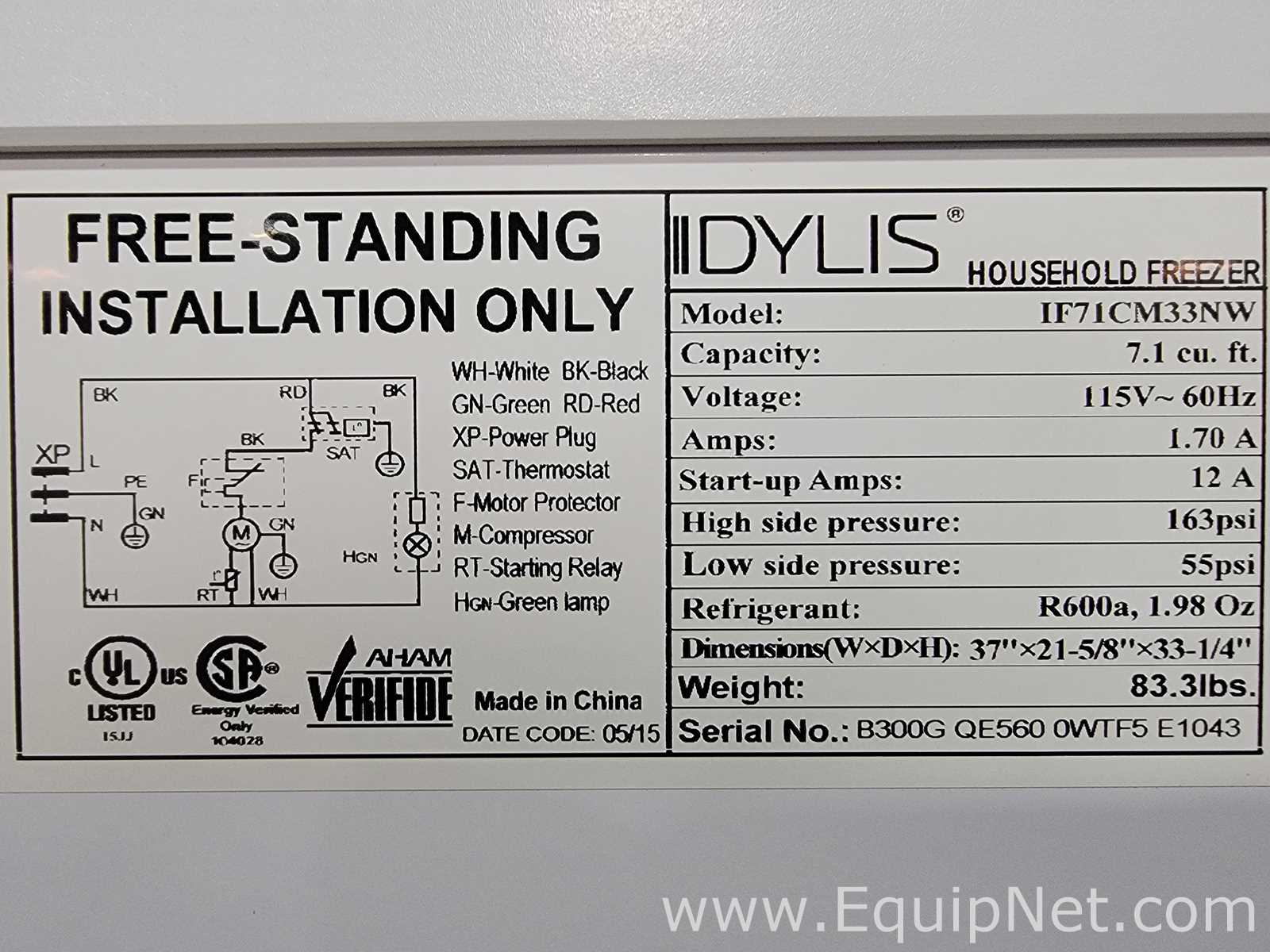 Idylis IF71CM33NW Freezer