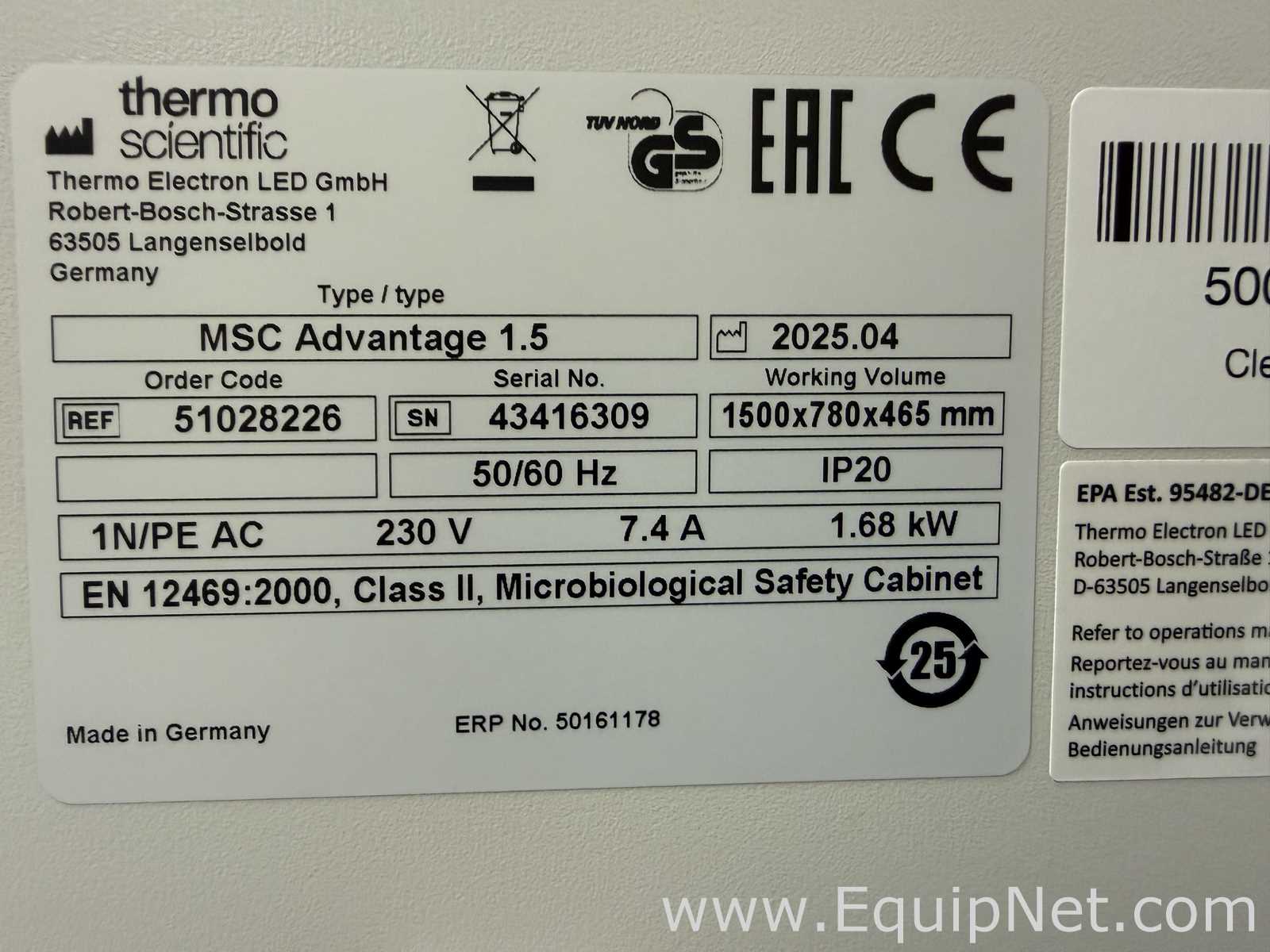 Cabina de Seguridad Biológica Thermo Scientific MSC Advantage 1.5