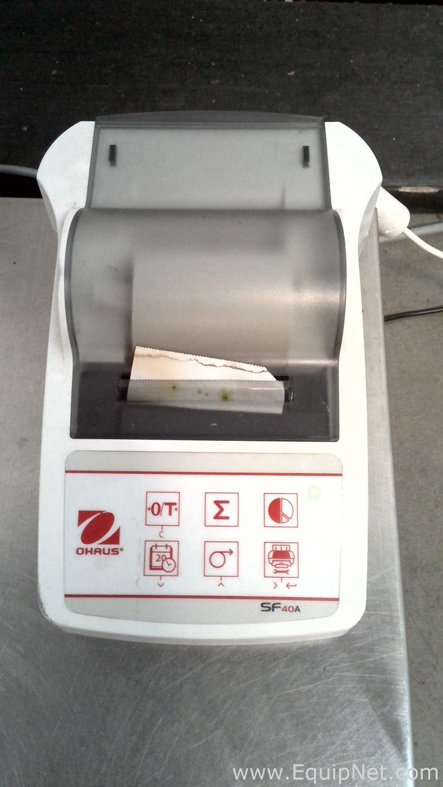 Lot of 3 OHAUS Corporation Defender 3000 Stainless Steel Floor Scales with OHAUS SF40A Printers