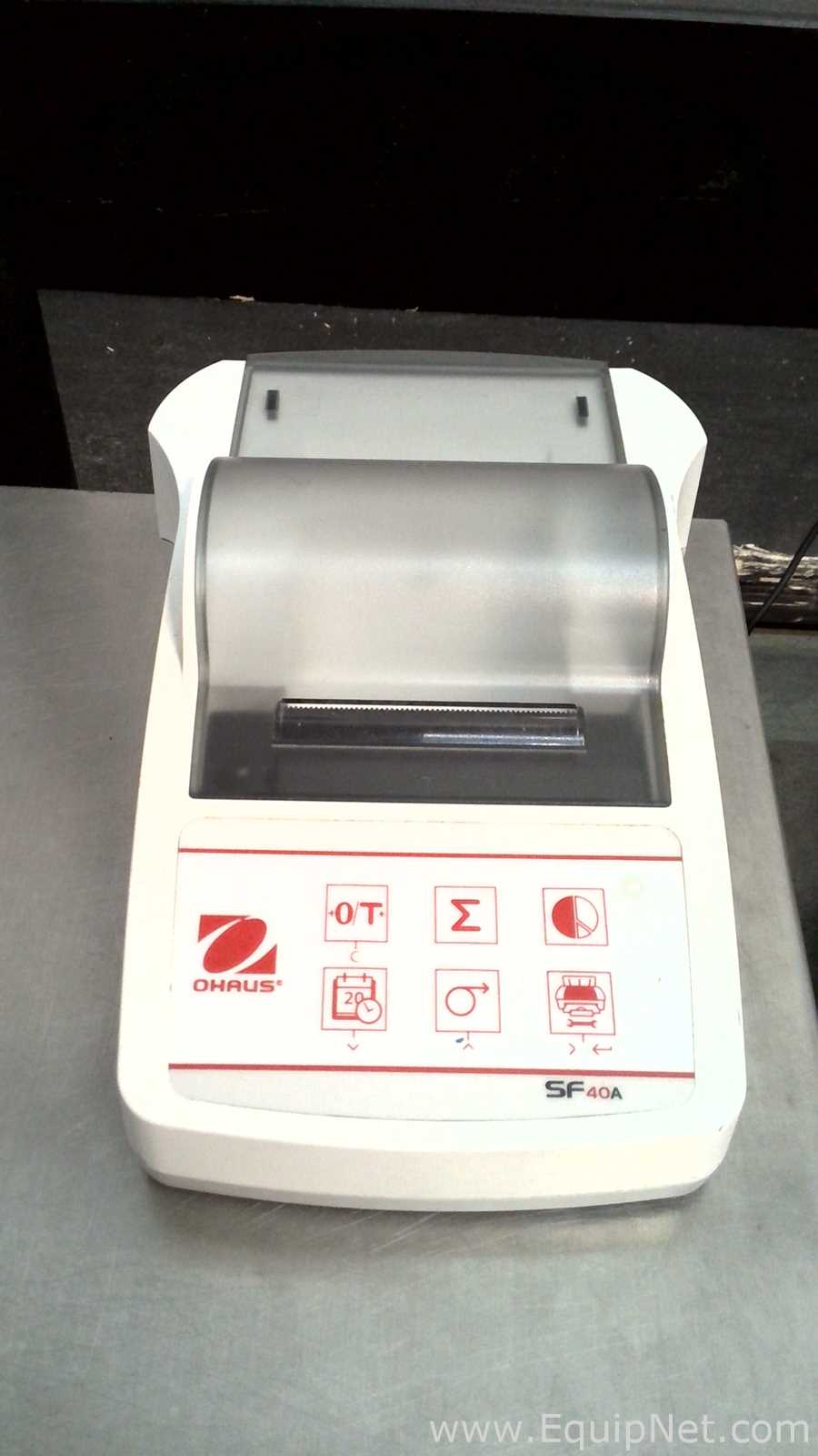 Lot of 3 OHAUS Corporation Defender 3000 Stainless Steel Floor Scales with OHAUS SF40A Printers