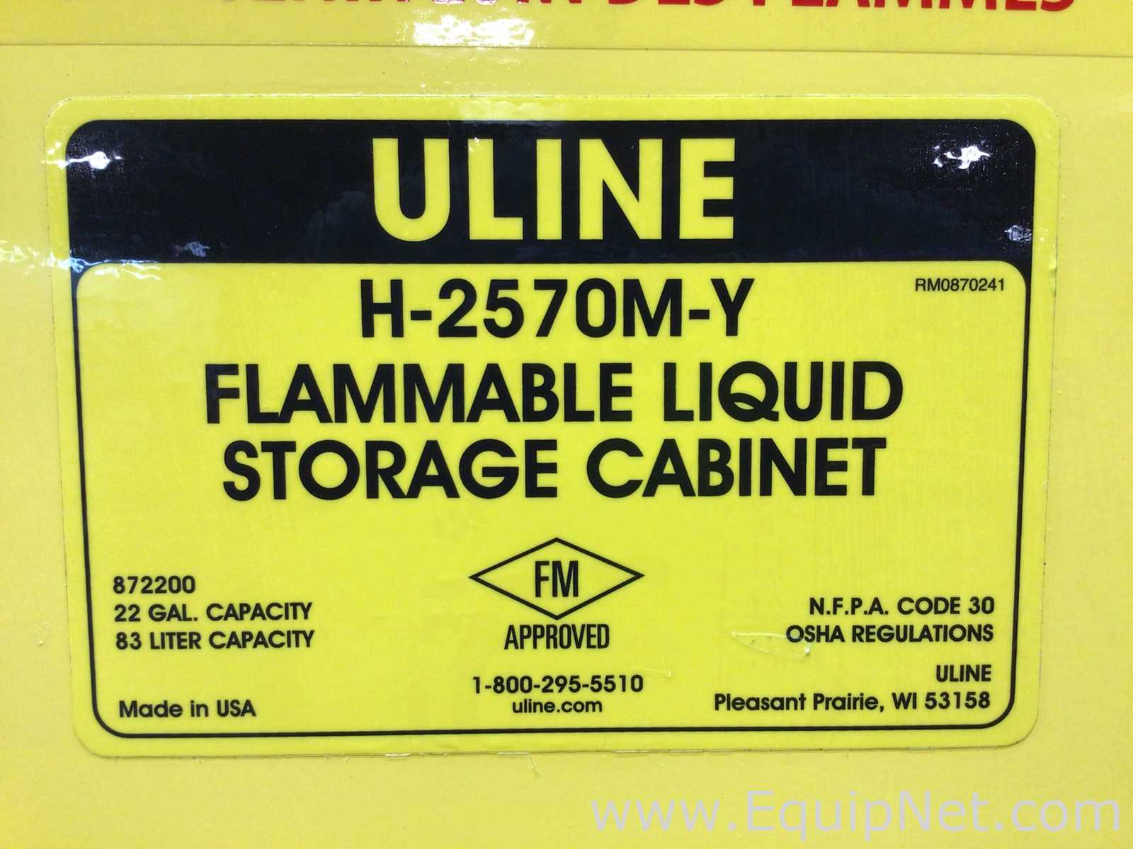 Uline H-2570M-Y Flammable Liquid Storage Cabinet