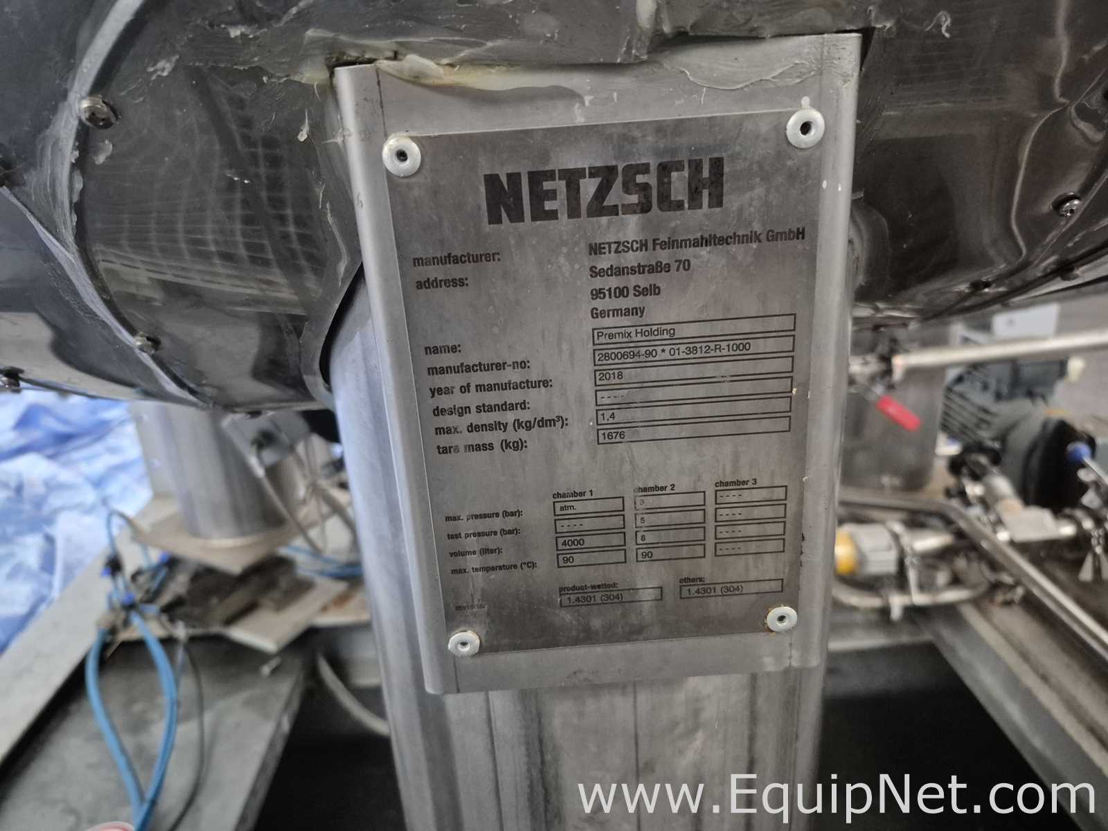Netzsch High Shear Milling Skid with 4000L Premix Holding Cooled Tank, Hopper - Premix Neu Skid 1-1