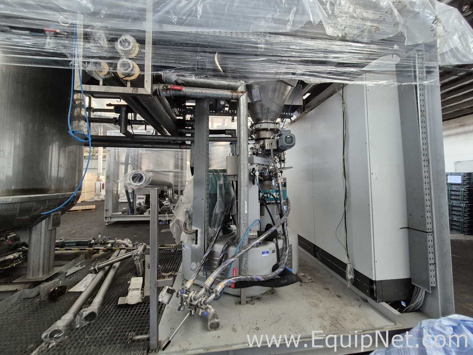 Netzsch High Shear Milling Skid with 4000L Premix Holding Cooled Tank, Hopper - Premix Neu Skid 1-1