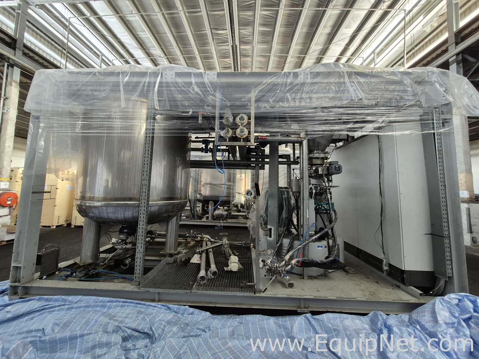 Netzsch High Shear Milling Skid with 4000L Premix Holding Cooled Tank, Hopper - Premix Neu Skid 1-1