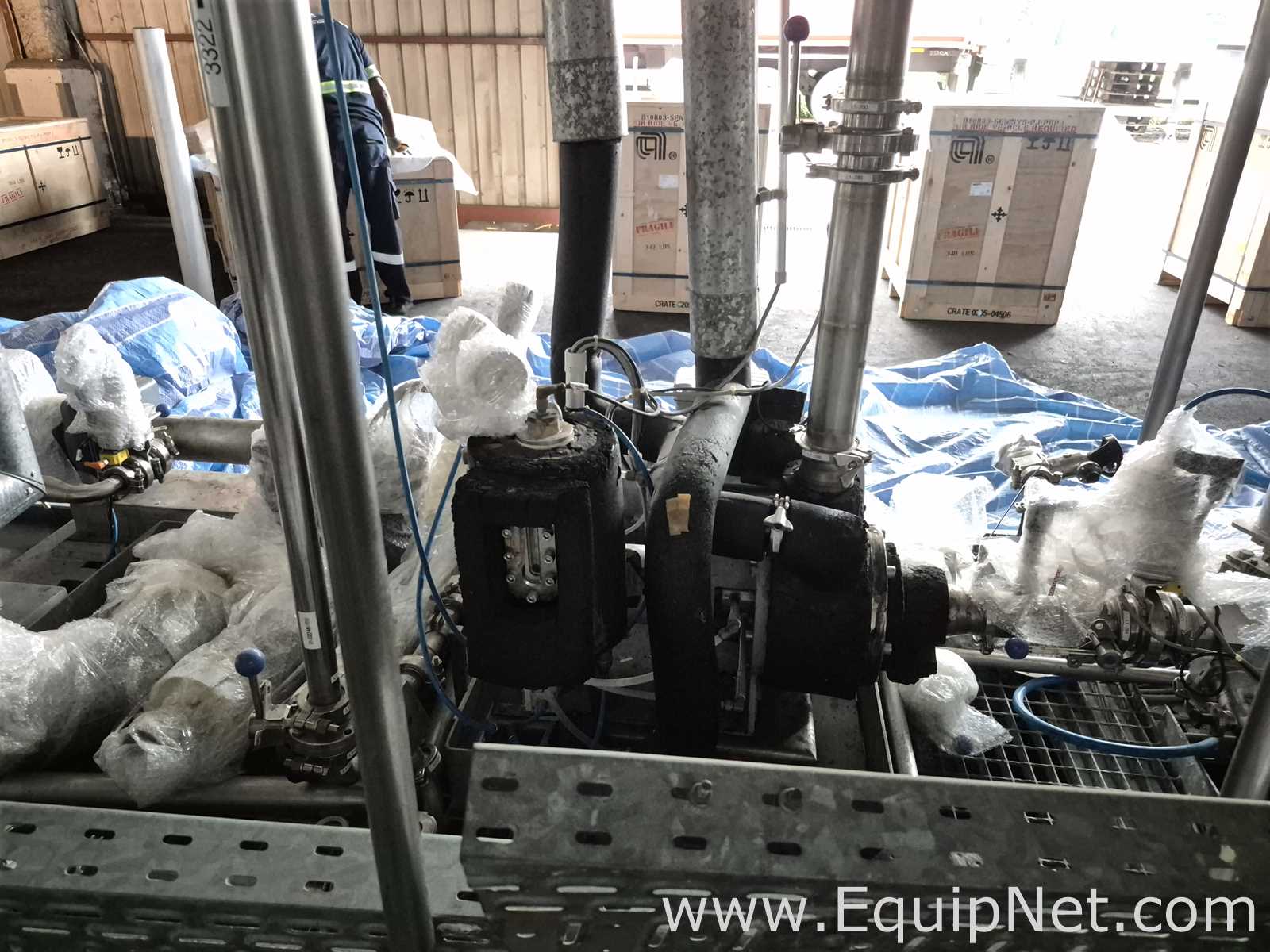 Netzsch Skid w Four 1000L SS Mix Tanks Netzsch Maxshear High Shear Mixer - Pregel NK-Premix Skid 3-1