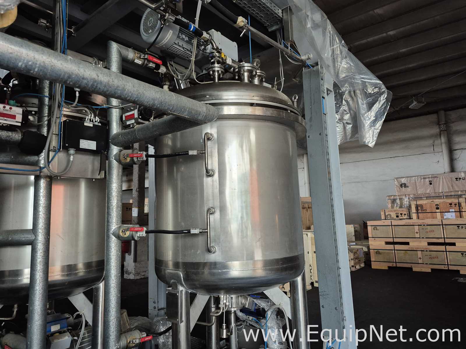 Netzsch Skid w Four 1000L SS Mix Tanks Netzsch Maxshear High Shear Mixer - Pregel NK-Premix Skid 3-1