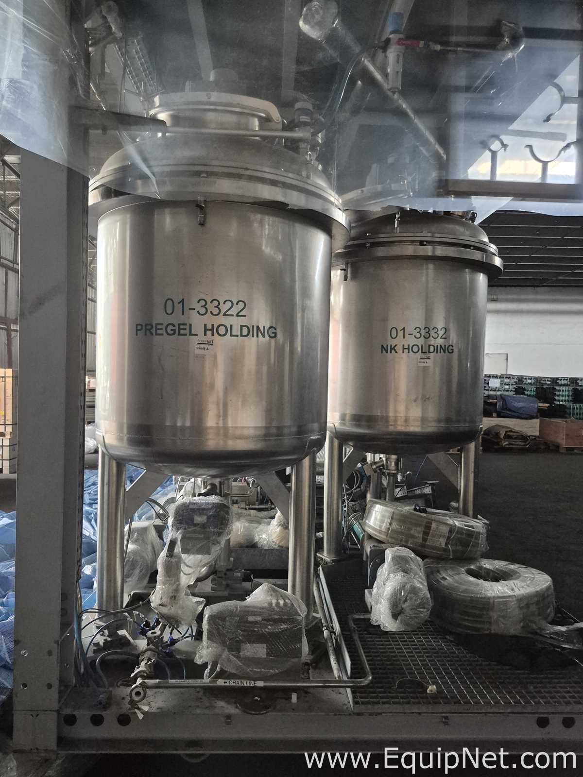 Netzsch Skid w Four 1000L SS Mix Tanks Netzsch Maxshear High Shear Mixer - Pregel NK-Premix Skid 3-1