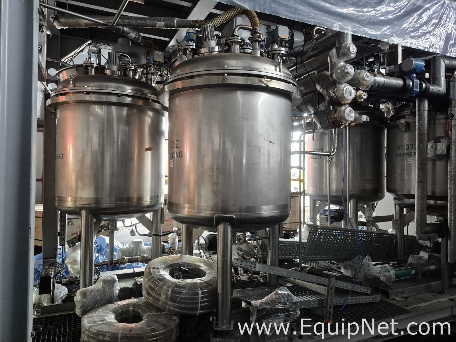 Netzsch Skid w Four 1000L SS Mix Tanks Netzsch Maxshear High Shear Mixer - Pregel NK-Premix Skid 3-1