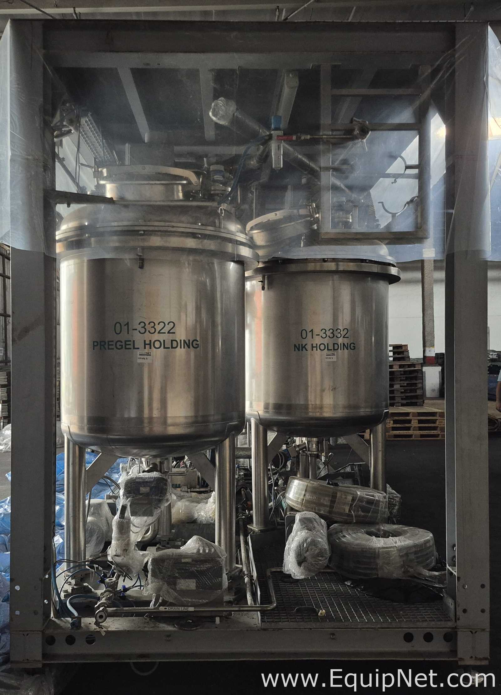Netzsch Skid w Four 1000L SS Mix Tanks Netzsch Maxshear High Shear Mixer - Pregel NK-Premix Skid 3-1