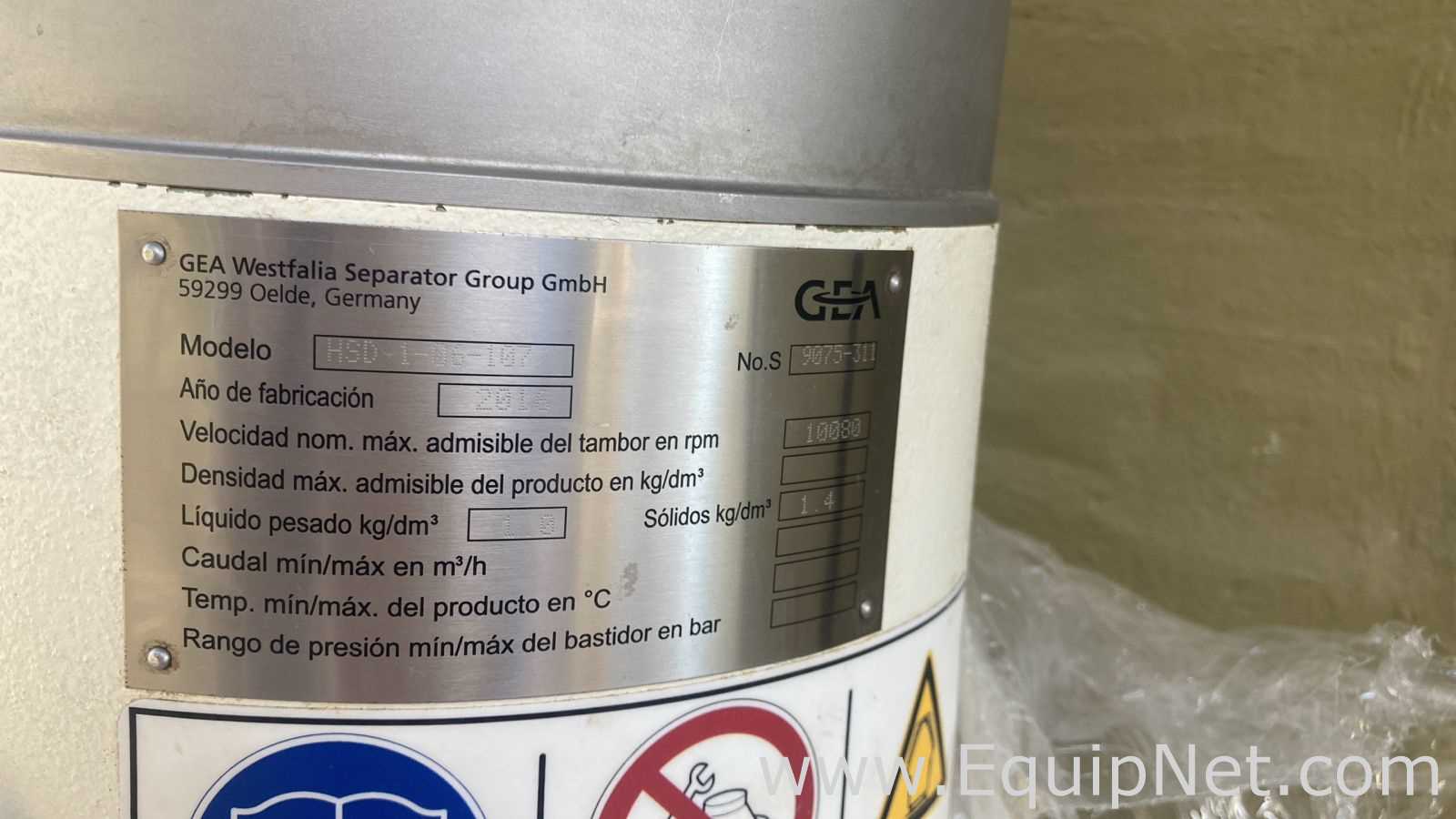 GEA Westfalia Separator Group GmbH  HSD 1-06-107 Separator