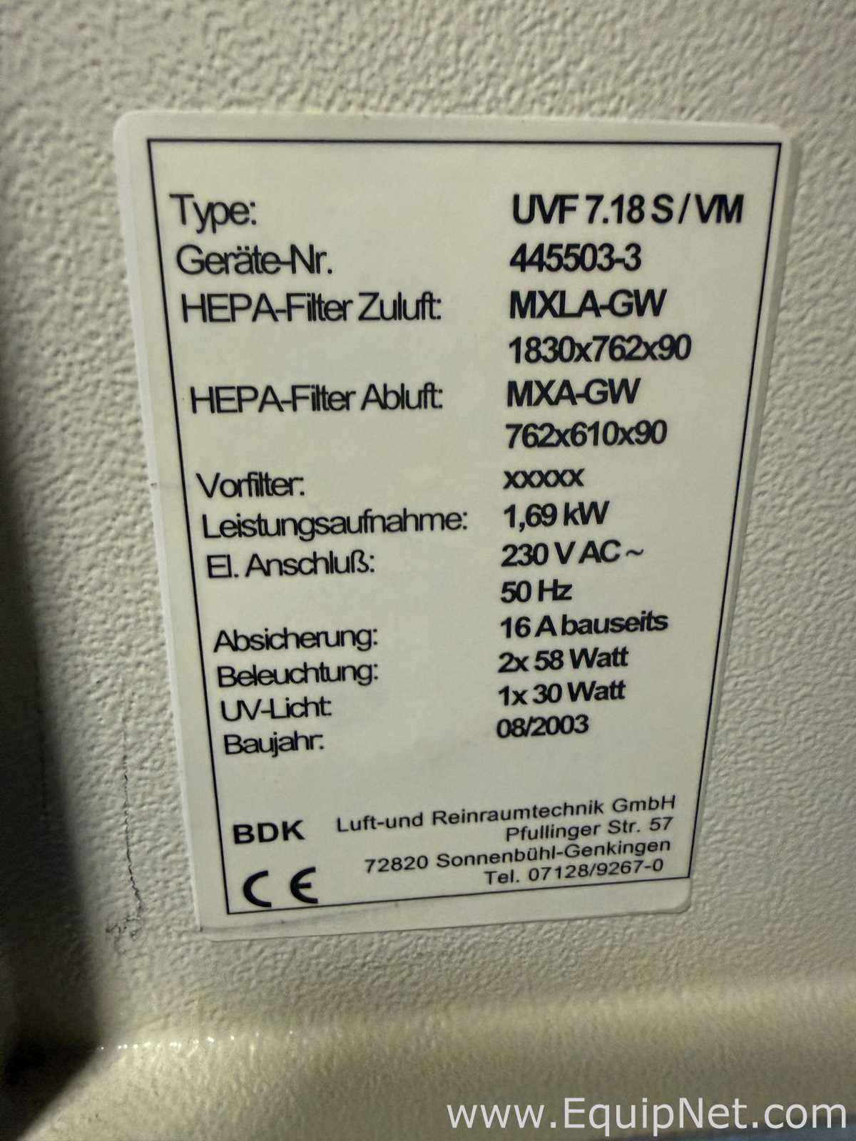 Cabina de Seguridad Biológica BDK UVF 7.18S/VM