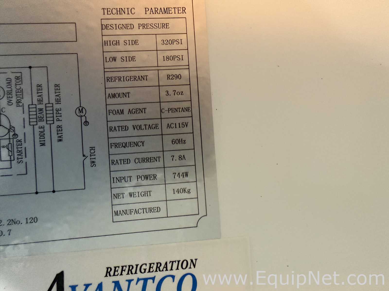 Unidade de Refrigeração Avantco 178A35FHC