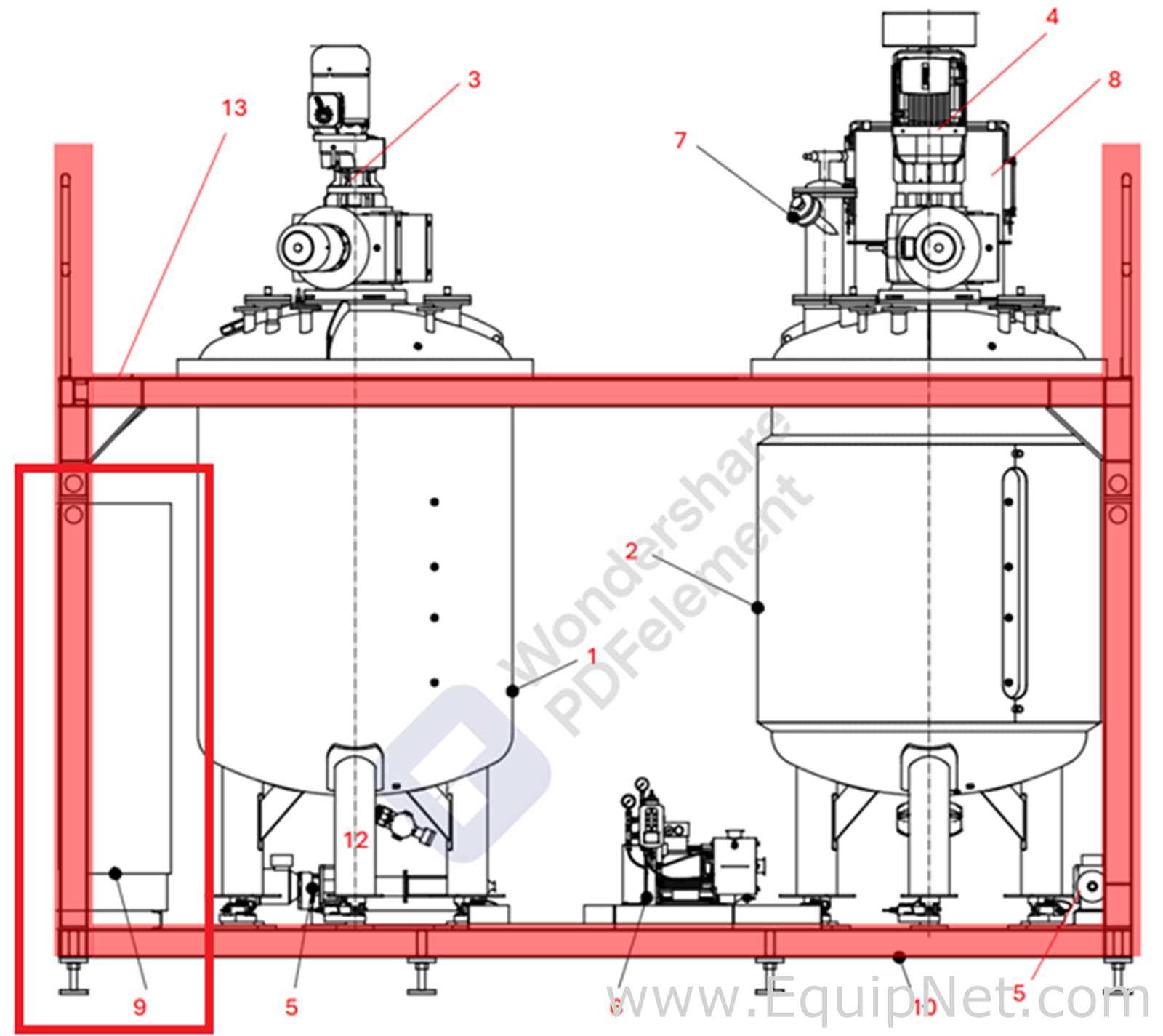 Netzsch Two 4.000 L SS Blending Tanks with Scrapers, High Shear Disperser and Two Pumps - Skid 3-2