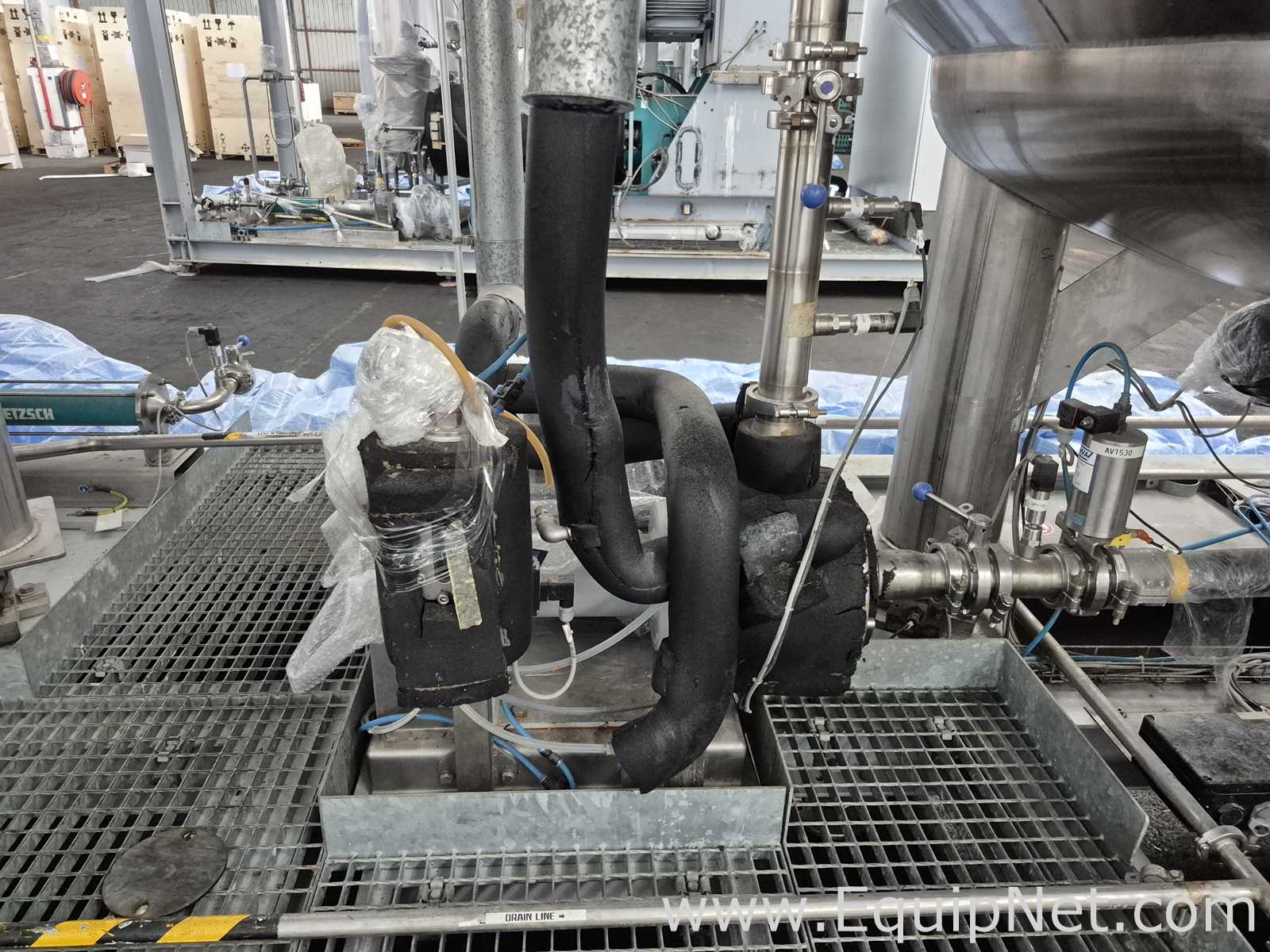 Netzsch Two 4.000 L SS Blending Tanks with Scrapers, High Shear Disperser and Two Pumps - Skid 3-2