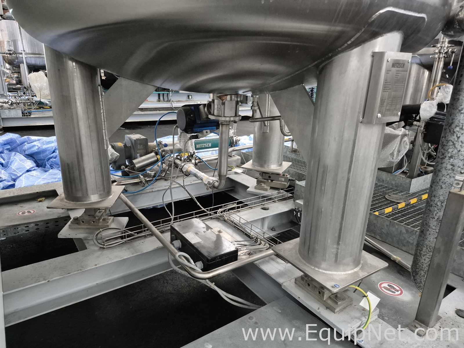 Netzsch Two 4.000 L SS Blending Tanks with Scrapers, High Shear Disperser and Two Pumps - Skid 3-2
