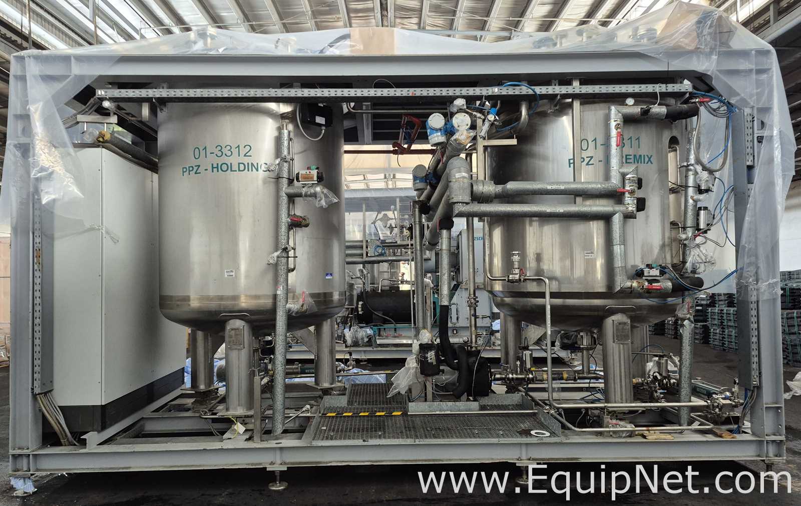 Netzsch Two 4.000 L SS Blending Tanks with Scrapers, High Shear Disperser and Two Pumps - Skid 3-2