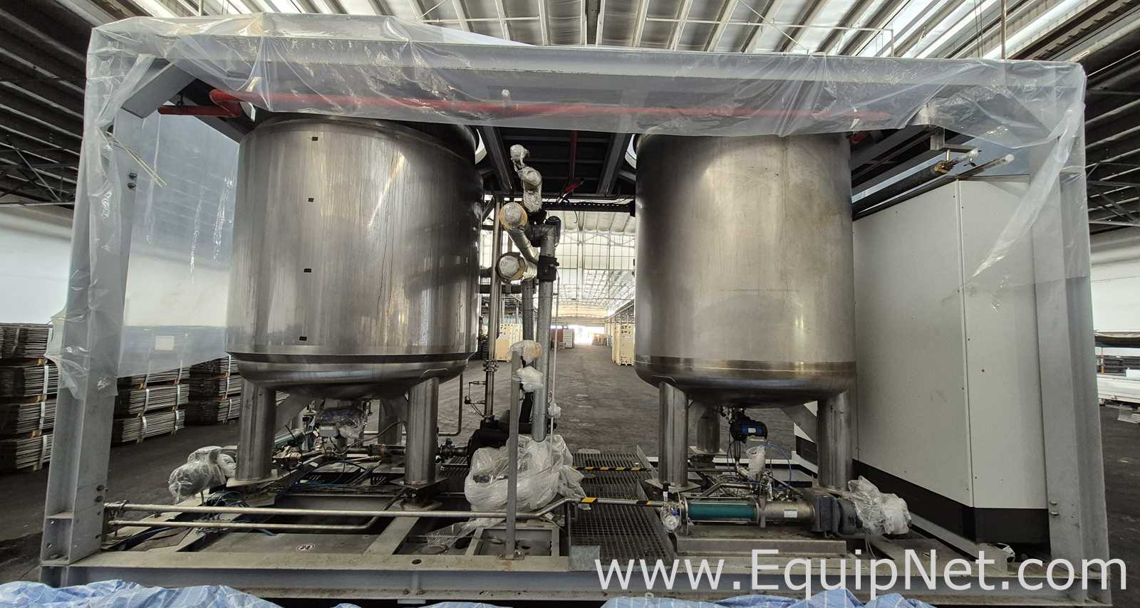Netzsch Two 4.000 L SS Blending Tanks with Scrapers, High Shear Disperser and Two Pumps - Skid 3-2